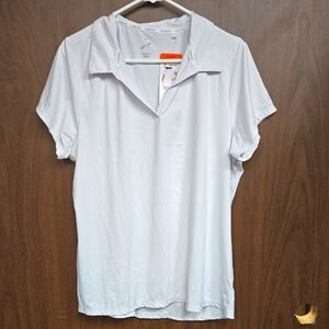 Head Size XXL White Polo Style Moisture Wicking T-Shirt